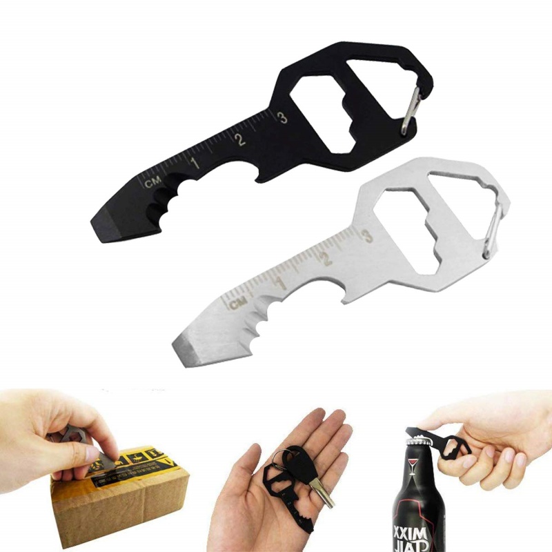 Edc Carry All - ที่เปิดขวดหลายเครื่องมือ,สแตนเลส EDC Gadget,6 in 1 ที่เปิดขวด,ประแจ,