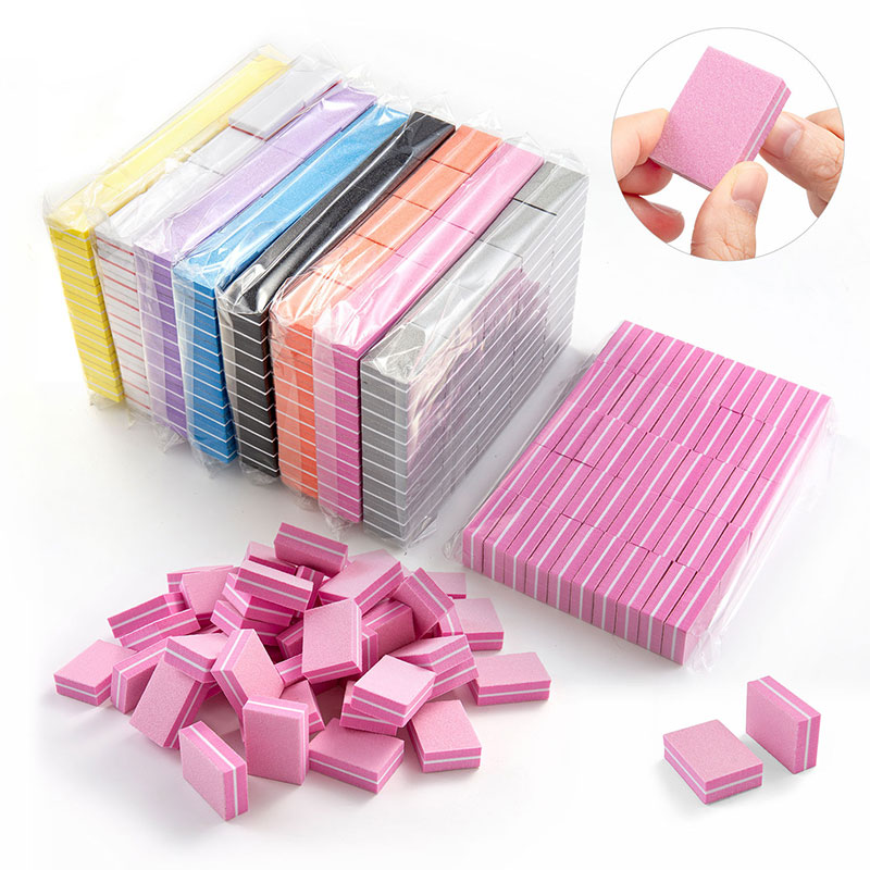 Nail File Titanium - 10/50pcs MINI Nails Art บัฟเฟอร์ฟองน้ําแฟ้มสองด้านเล็บบัฟเฟอร์ 100/180