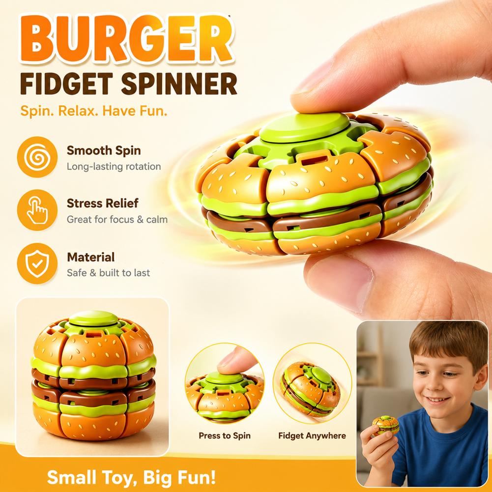 Fidget Spinner Bearing - ของเล่นฟิดเจ็ตสปินเนอร์รูปเบอร์เกอร์ ลูกบอลหมุนคลายเครียด เงียบสงบ ช่วยลดความวิตกกังวล ผ่อนคลาย สำหรับผู้มีภาวะออทิสติก