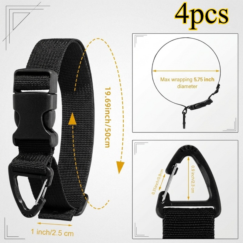 Gear Tie Reusable - สายรัดสายยางปรับได้ 4 ชิ้น, สายรัดจัดระเบียบสายไฟแบบแขวนสำหรับโรงรถ/โรงงาน, สายรัดเคเบิลแบบใช้ซ้ำได้