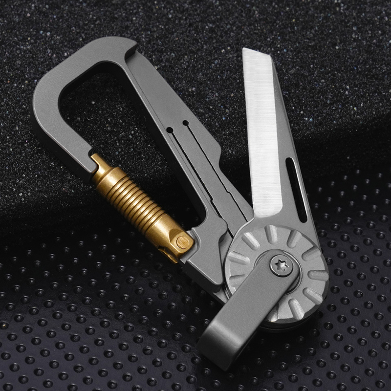 Edc Carry All - พวงกุญแจ EDC โลหะผสมไทเทเนียมพร้อมมีดพับ - คาราบิเนอร์มัลติฟังก์ชั่นสําหรับกุญแจรถ, ตั้งแคมป์กลางแจ้งและพกพาทุกวัน