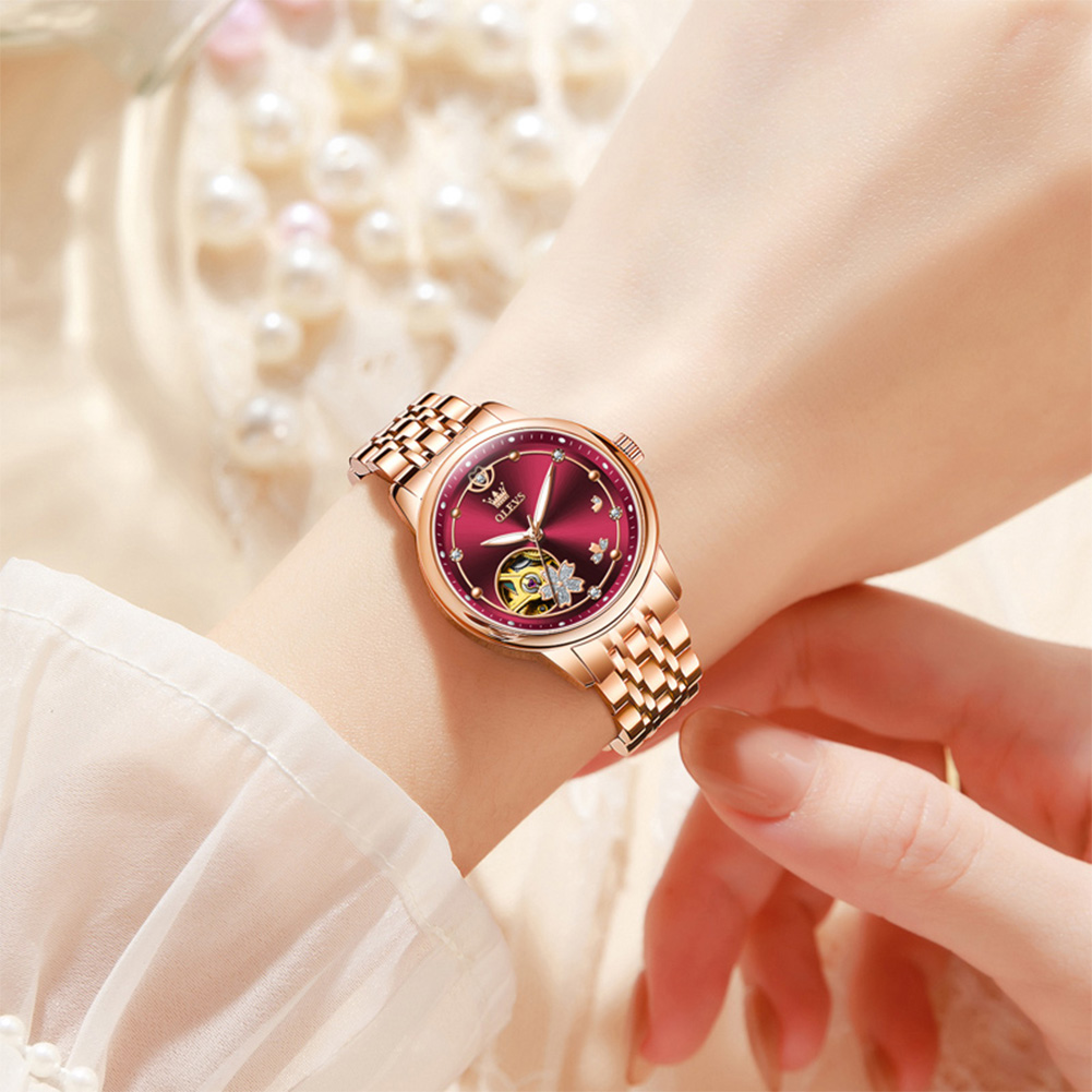 โรสโกลด์ไวน์แดงหรูหราสุภาพสตรี - Watch Winder Compact บทวิจารณ์และราคา